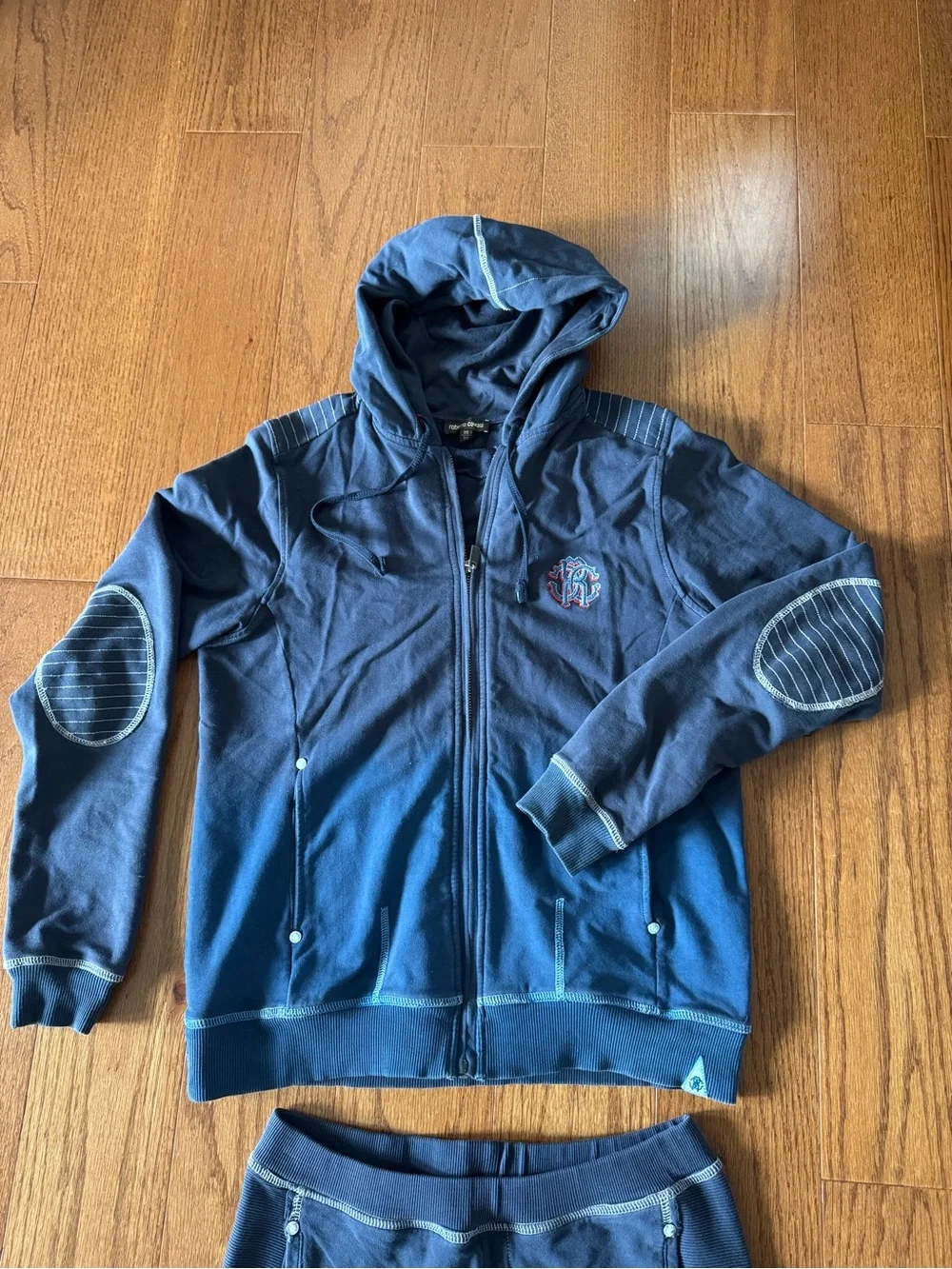 Roberto Cavalli navy blue tracksuit with white piping, size Youth XS Unisex